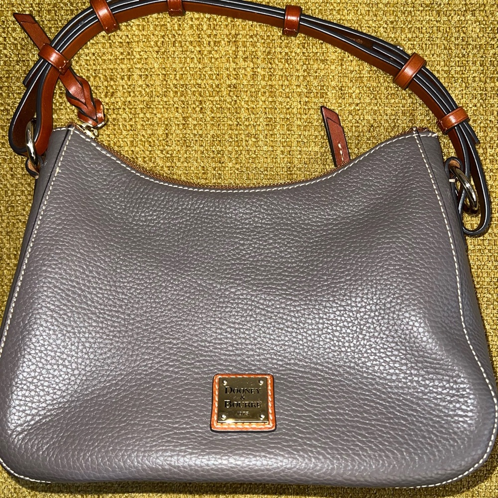 Dooney & Bourke Grey and Brown Leather Shoulder Bag